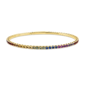 Armreif aus 585 Gold Gelbgold 52 Saphire 3,28ct mehrfarbig 54x60mm