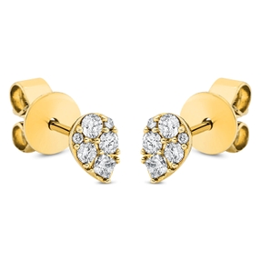 Ohrstecker Tropfen aus 750 Gelbgold 12 Diamanten 0,21ct TW-PI 5,6x3,9mm
