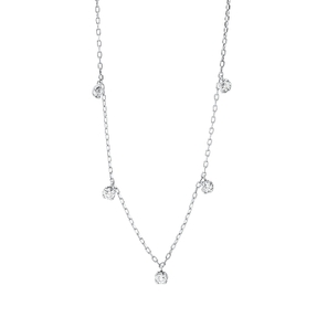 Collier aus 750 Gold Weißgold 5 Brillanten 0,38ct TW-PI L:45,7cm