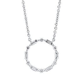Collier Kreis aus 750 Gold Weißgold 12 Diamanten 0,36ct TW-SI L:42cm