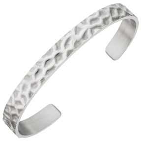 Armreif Armspange aus 925 Silber rhodiniert mattiert offen strukturiert 19,5cm