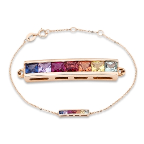 Armband aus 750 Gold Rotgold 7 Saphire 0,42ct mehrfarbig B:3mm L:17,8cm