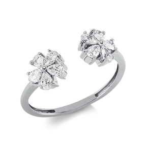 Ring aus 750 Weißgold 10 Diamanten Tropfen-Schliff 0,57ct TW-VSI B:6,7mm