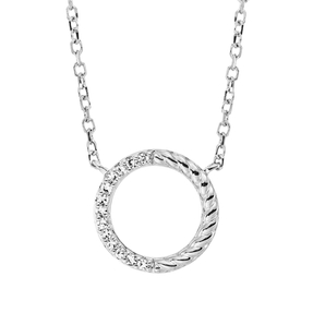 Collier Kreis aus 750 Gold Weißgold 13 Diamanten 0,04ct TW-SI L:45cm