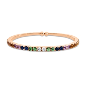 Armreif Armspange 750 Rotgold 24 Saphire 4,27ct mehrfarbig mit Brillanten 48x56mm Armreif Armspange 750 Rotgold 24 Saphire 4,27ct mehrfarbig mit Brillanten 48x56mm