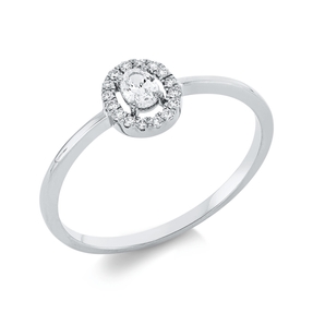Ring aus 750 Gold Weißgold 17 Diamanten 0,17ct TW-SI B:6,7mm 4er-Krappe