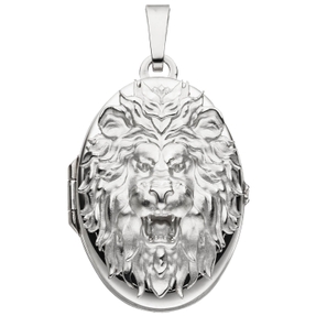 Medaillon Löwe Löwenkopf 925 Silber rhodiniert Anhänger zum Öffnen 28,8x21,4mm Medaillon Löwe Löwenkopf 925 Silber rhodiniert Anhänger zum Öffnen 28,8x21,4mm