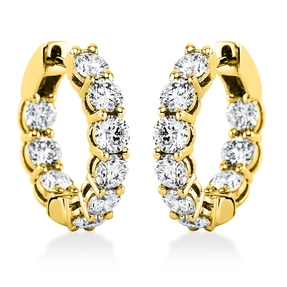 Creolen aus 750 Gold Gelbgold 18 Brillanten 3,32ct TW-SI 18,9x3,5mm
