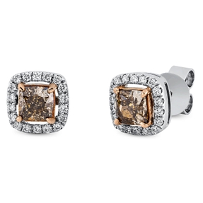 Ohrstecker aus 750 Gold weiß/rot 38 Diamanten 1,35ct 7,6x7,6mm 4er-Krappe Ohrstecker aus 750 Gold weiß/rot 38 Diamanten 1,35ct 7,6x7,6mm 4er-Krappe