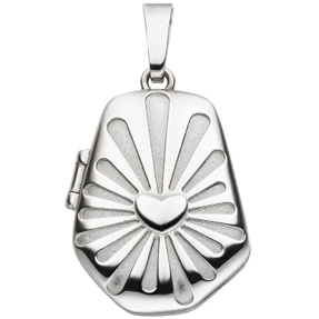 Medaillon Herz 925 Silber rhodiniert teilmatt 22,4x16,8mm Anhänger zum Öffnen