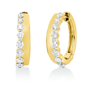 Creolen aus 585 Gold gelb/weiß 16 Diamanten 0,94ct TW-SI 19,5x4,8mm