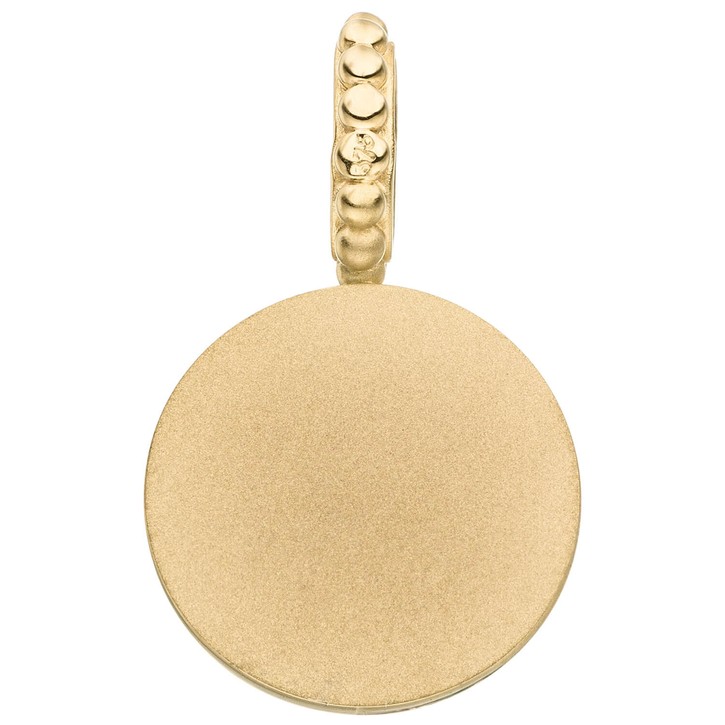 Anhänger aus 375 Gelbgold mit Chalcedon blau