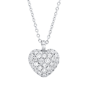 Collier Herz aus 750 Gold Weißgold 52 Brillanten 0,73ct TW-VSI/SI L:41cm