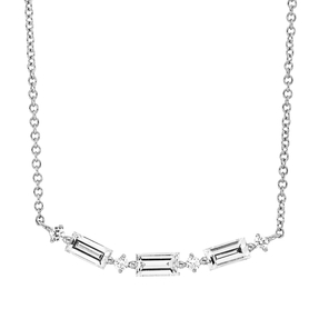 Collier Bogen aus 750 Gold Weißgold 7 Diamanten 0,5ct TW-SI L:45cm