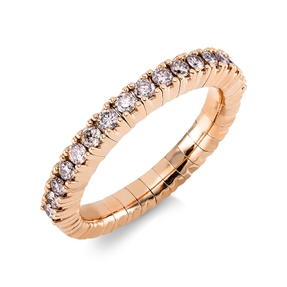 Flex-Ring aus 750 Gold Rotgold 17 Brillanten 0,48ct braun B:3mm 4er-Krappe Flex-Ring aus 750 Gold Rotgold 17 Brillanten 0,48ct braun B:3mm 4er-Krappe