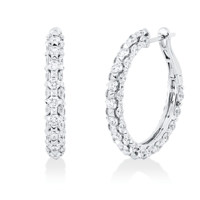 Creolen aus 750 Gold Weißgold 98 Diamanten 4,42ct TW-SI 26,5x3,9mm Creolen aus 750 Gold Weißgold 98 Diamanten 4,42ct TW-SI 26,5x3,9mm