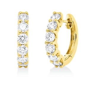 Creolen aus 750 Gold Gelbgold 12 Brillanten 1,18ct TW-SI 15,9x3mm
