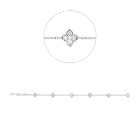 Armband 5 Blumen aus 750 Weißgold 25 Brillanten 0,6ct TW-SI B:6,3mm L:17,5cm