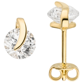 Solitär Ohrstecker 8,1mm 375 Gold Gelbgold mit 2 Zirkonia Ohrringe Ohrschmuck Solitär Ohrstecker 8,1mm 375 Gold Gelbgold mit 2 Zirkonia Ohrringe Ohrschmuck