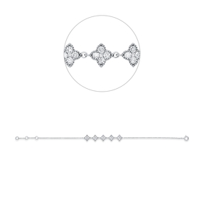 Armband 5 Blumen aus 750 Weißgold 25 Brillanten 0,59ct W-SI B:6,3mm L:17,5cm