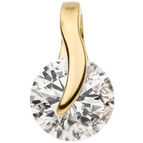 Solitär Anhänger aus 375 Gold Gelbgold mit Zirkonia 10,4x5,9mm Goldanhänger
