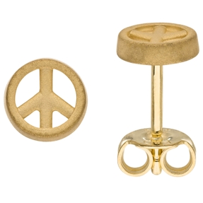 Kleine Ohrstecker Peace Frieden Ø 6mm 375 Gold Gelbgold mattiert Ohrschmuck Kleine Ohrstecker Peace Frieden Ø 6mm 375 Gold Gelbgold mattiert Ohrschmuck