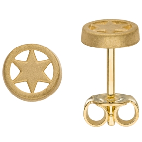 Kleine Ohrstecker Stern im Kreis Ø 6mm aus 375 Gold Gelbgold mattiert Ohrschmuck Kleine Ohrstecker Stern im Kreis Ø 6mm aus 375 Gold Gelbgold mattiert Ohrschmuck