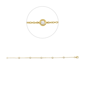 Armband aus 750 Gelbgold 5 Brillanten 0,25ct TW-VSI/SI B:3,9mm L:17,8cm