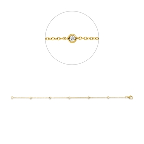 Armband aus 750 Gelbgold 5 Brillanten 0,14ct TW-VSI/SI B:3,1mm L:17,8cm