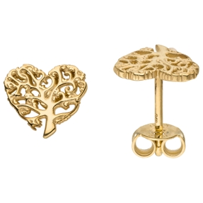 Kleine Ohrstecker 9,2x8mm Herz/Baum Lebensbaum aus 375 Gold Gelbgold Ohrringe Kleine Ohrstecker 9,2x8mm Herz/Baum Lebensbaum aus 375 Gold Gelbgold Ohrringe