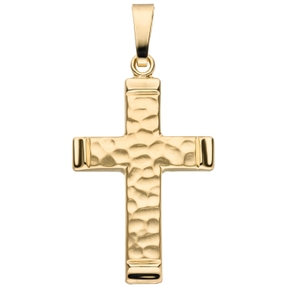 Anhänger Kreuz gehämmert 30,8x18,6mm aus 375 Gold Gelbgold teilmattiert Anhänger Kreuz gehämmert 30,8x18,6mm aus 375 Gold Gelbgold teilmattiert
