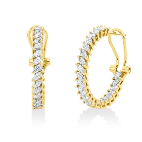 Creolen aus 750 Gelbgold 48 Diamanten Navette-Schliff 1,7ct TW-VSI/SI 22,5x3,2mm Creolen aus 750 Gelbgold 48 Diamanten Navette-Schliff 1,7ct TW-VSI/SI 22,5x3,2mm