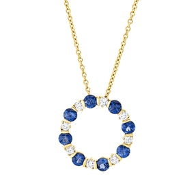Collier Kreis 750 Rotgold 8 Saphire 1,08ct blau 8 Brillanten 0,26ct F-VSI L:45,7cm Collier Kreis 750 Rotgold 8 Saphire 1,08ct blau 8 Brillanten 0,26ct F-VSI L:45,7cm