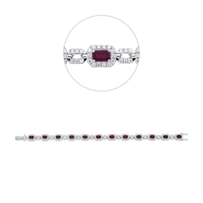Armband aus 750 Weißgold 12 Rubine 3,76ct rot 240 Brillanten 2,24ct F-VSI
