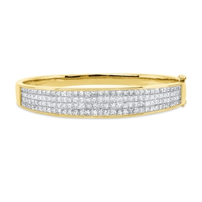 Armreif aus 750 Gelbgold 140 Diamanten Prinzess-Schliff 6,25ct TW-VSI 48x58mm