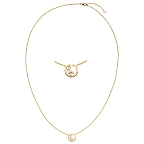 Collier mit Anhänger Kreis 750 Gold Gelbgold 6 Diamanten 0,042 Ct. 42-45cm Collier mit Anhänger Kreis 750 Gold Gelbgold 6 Diamanten 0,042 Ct. 42-45cm