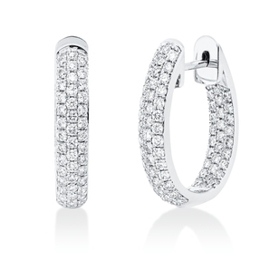 Pavé Creolen aus 750 Weißgold 142 Brillanten 1,22ct TW-SI 19,6x3,8mm Pavé Creolen aus 750 Weißgold 142 Brillanten 1,22ct TW-SI 19,6x3,8mm