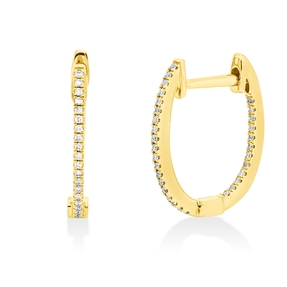 Creolen aus 750 Gold Gelbgold 62 Brillanten 0,09ct TW-SI 13,5x1mm