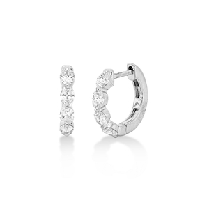Creolen aus 750 Weißgold 8 Diamanten Oval-Schliff 0,53ct F-VSI 12,6x2,3mm