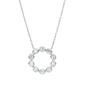 Collier Kreuz aus 750 Weißgold 10 Diamanten Oval-Schliff 1,4ct TW-VSI L:42cm