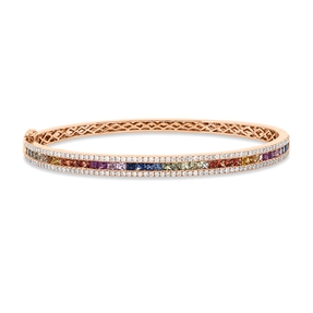 Armreif aus 750 Rotgold 40 Saphire 2,43ct mehrfarbig 134 Brillanten 0,83ct TW-SI