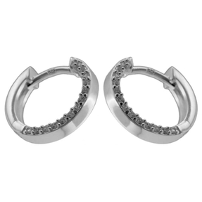 Paar kleine Creolen Ohrringe 13x2mm mit Zirkonia seitlich 925 Silber Kinder
