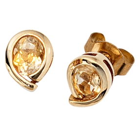 Ohrstecker Tropfen aus 375 Gold Gelbgold 2 Citrine orange Ohrringe 5,8x7,7mm Ohrstecker Tropfen aus 375 Gold Gelbgold 2 Citrine orange Ohrringe 5,8x7,7mm