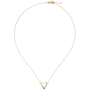 Collier Halskette Dreieck aus 585 Gold Gelbgold mit 4 Diamanten 0,02 Ct. 40-42cm