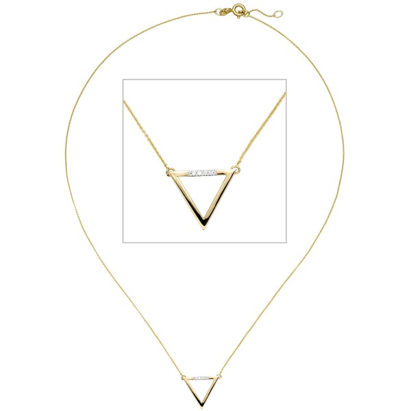 Collier Dreieck 585 Gelbgold mit 4 Diamanten 40-42cm