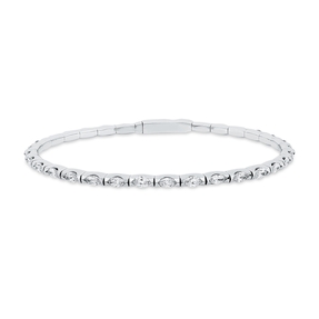 Armreif aus 585 Weißgold 30 Diamanten Navette-Schliff 2,81ct TW-SI 50x60mm