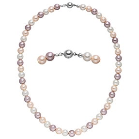 Halskette Collier aus Muschelkernperlen Ø 8mm Pastelltöne mehrfarbig 45cm Halskette Collier aus Muschelkernperlen Ø 8mm Pastelltöne mehrfarbig 45cm