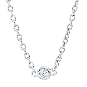 Collier aus 750 Gold Weißgold 5 Brillanten 0,08ct TW-SI L:45cm Zarge