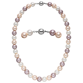 Halskette Collier aus Muschelkernperlen Ø 10mm Pastelltöne mehrfarbig 45cm Halskette Collier aus Muschelkernperlen Ø 10mm Pastelltöne mehrfarbig 45cm