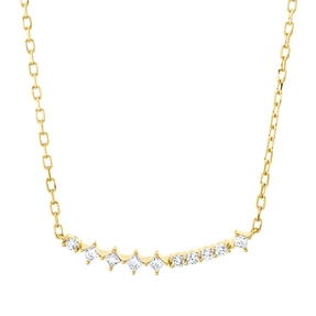 Collier Bogen aus 750 Gold Gelbgold 10 Diamanten 0,16ct L:45,7cm